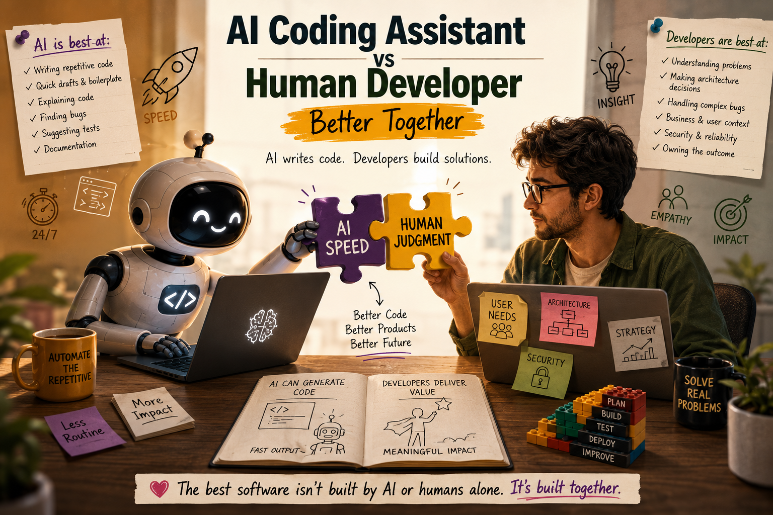 AI Coding Assistant vs Human Developer: Who Is Better at What?